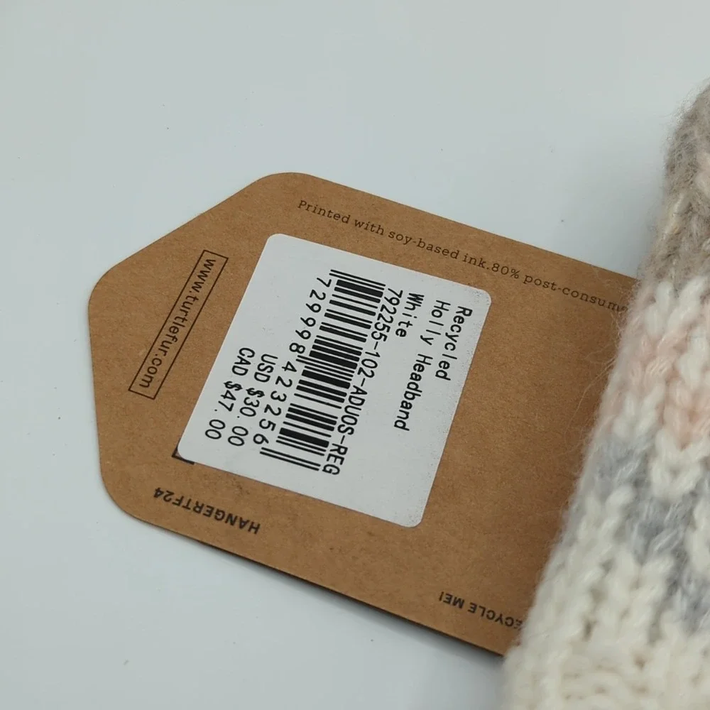 Turtle Fur Recycled Holly Headband White Adult One Size NWT